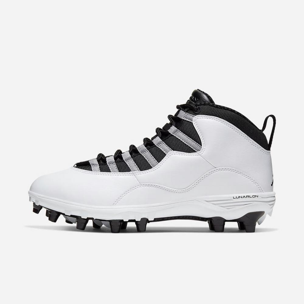 Crampon De Foot Nike Jordan 10 TD Mid Blanche 5340-891 White/Light Steel Heather/Black Homme | NSZ-44778987